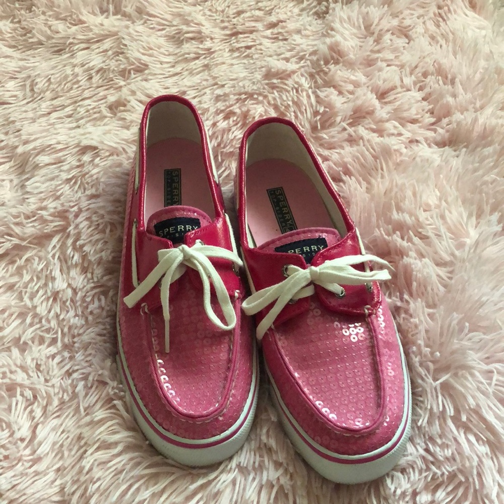 Pink sequin sperrys